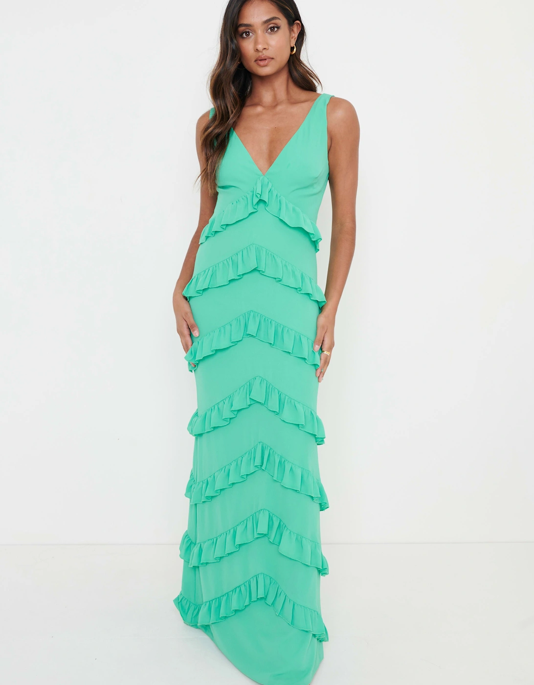 Piper Ruffle Maxi Dress - Green