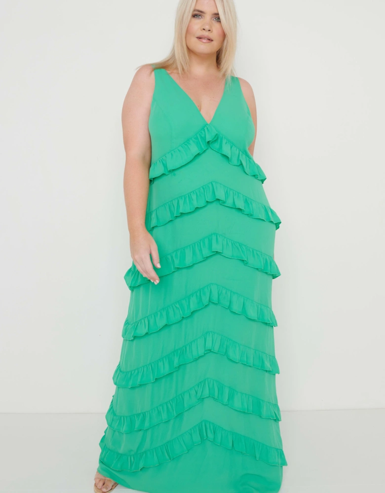 Piper Ruffle Maxi Dress - Green