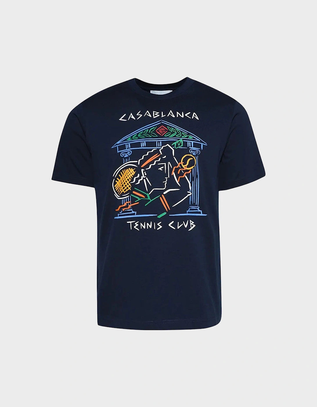 Crayon Temple Tennis Club Screen Printed T-Shirt Navy