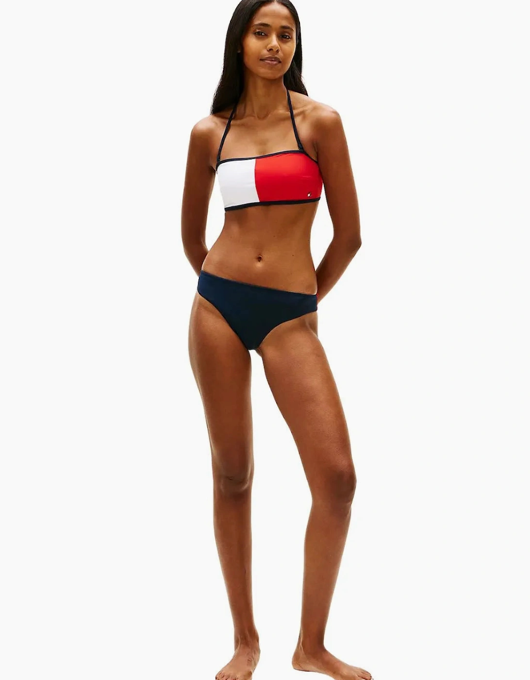 Core Flag Bandeau Bikini Top, Dark Night Navy