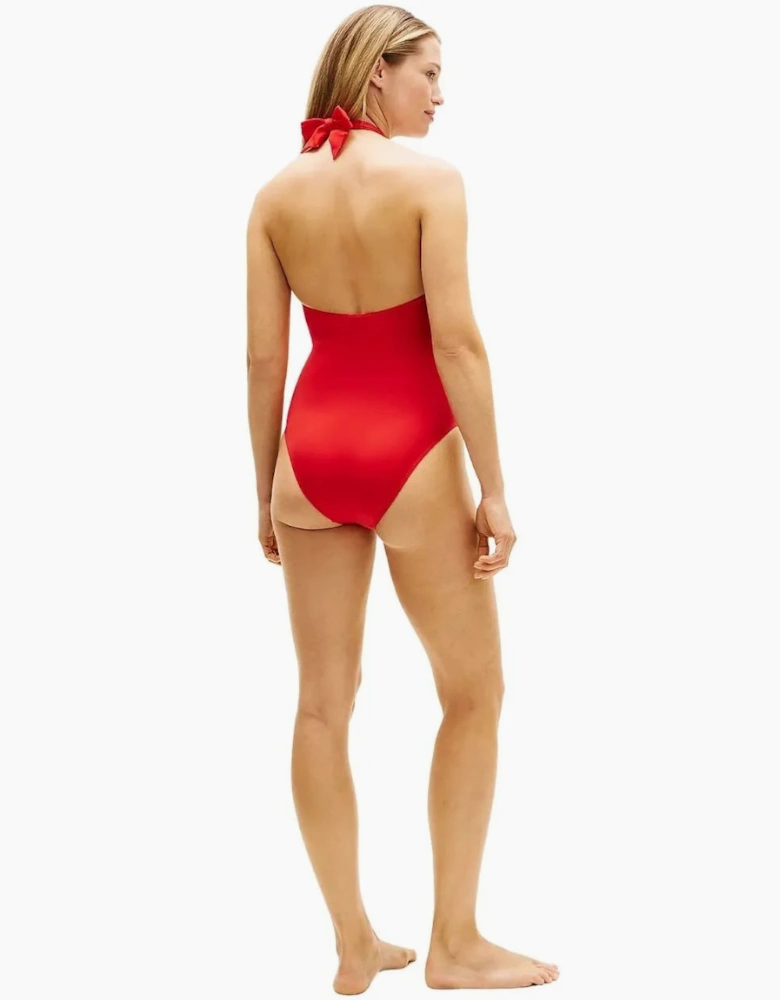 Global Stripe Halterneck Swimsuit, Fireworks Red