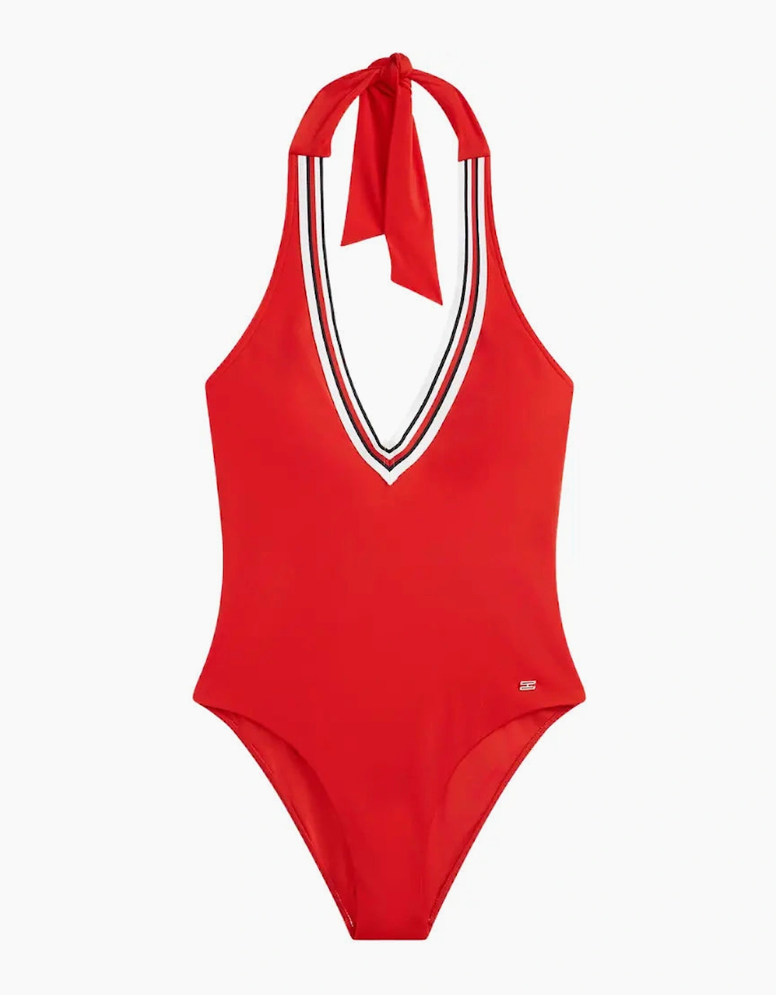 Global Stripe Halterneck Swimsuit, Fireworks Red