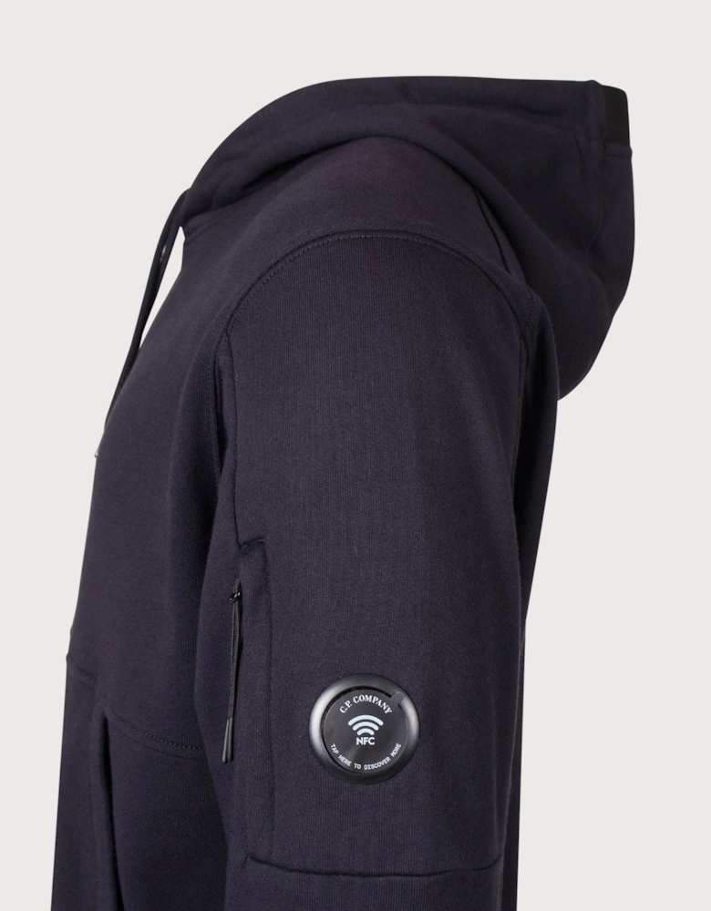 Diagonal Raised Fleece Lens Hoodie