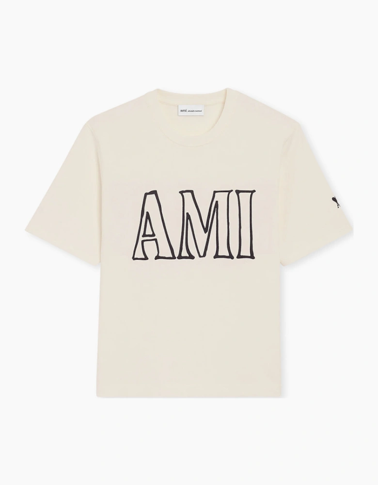 Men's AMI White Cream AMI PARIS Print T-Shirt