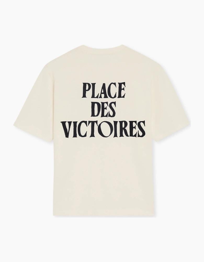 Men's AMI Cream 'Ami De Coeur' Et Imprime Place Des Victoires Au Dos T-Shirt