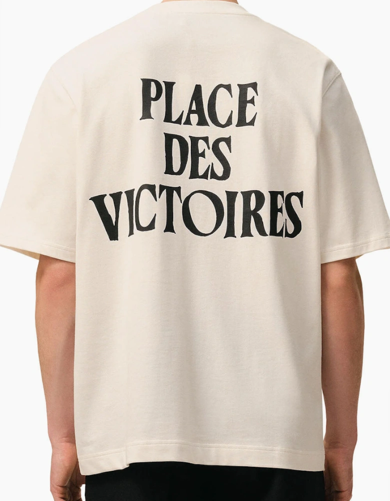 Men's AMI Cream 'Ami De Coeur' Et Imprime Place Des Victoires Au Dos T-Shirt
