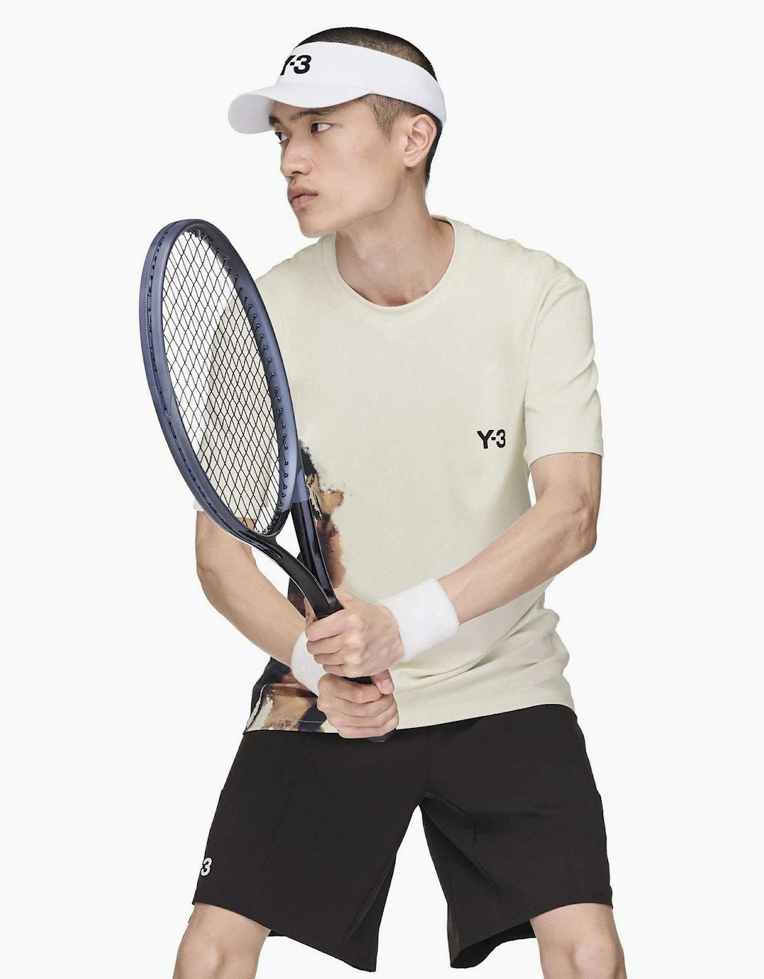 Y3 Y3 Men's Graphic Crew Neck Raglan Short Sleeve Jersey T-Shirt - Grey