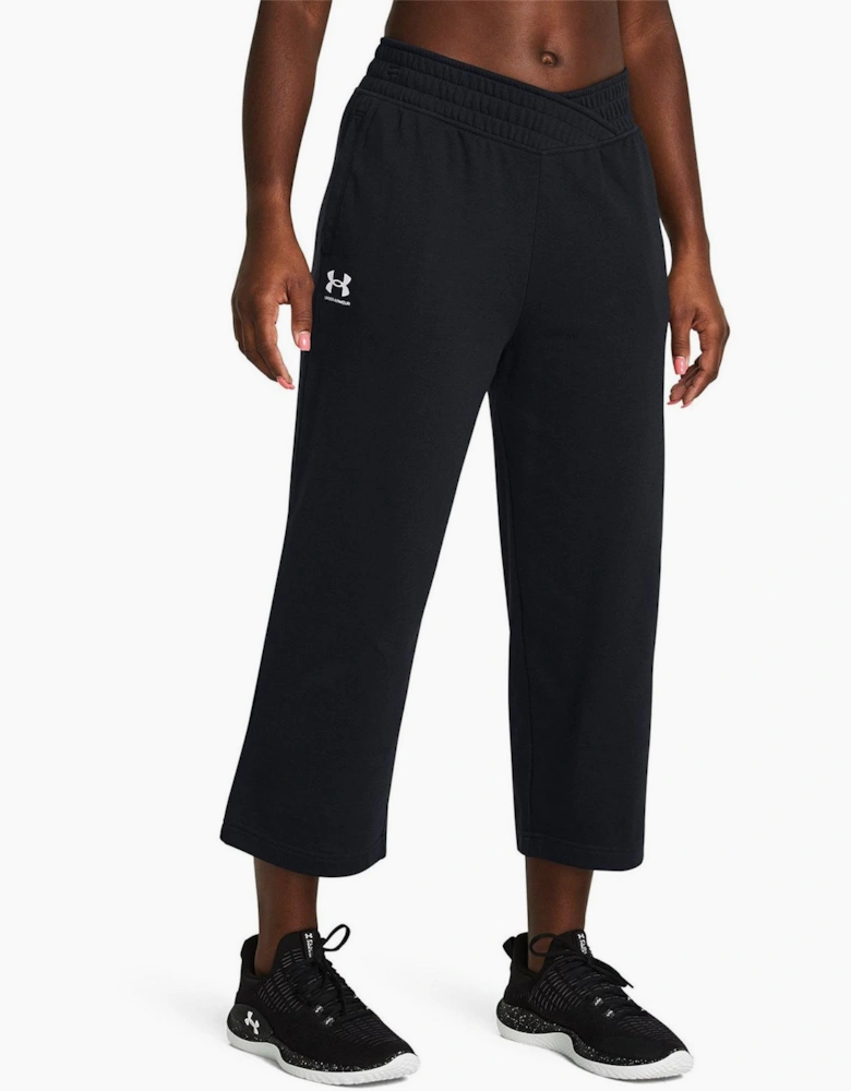 Womens Armour Ua Rival Terry Crop Wide Leg Tracksuit Bottom
