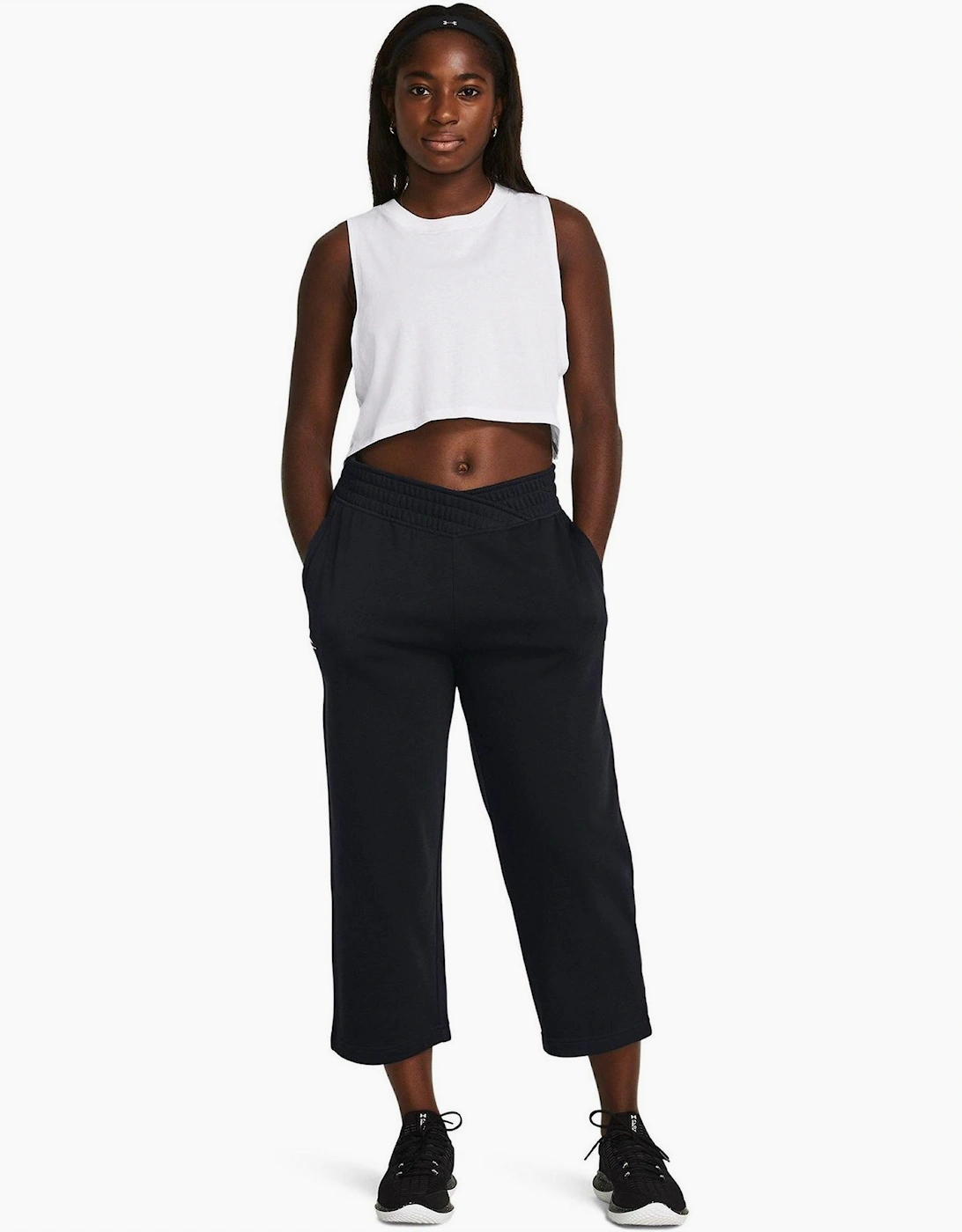Womens Armour Ua Rival Terry Crop Wide Leg Tracksuit Bottom