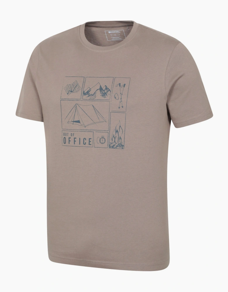Mountain Warehouse Mens Camping Sketch Organic T-Shirt