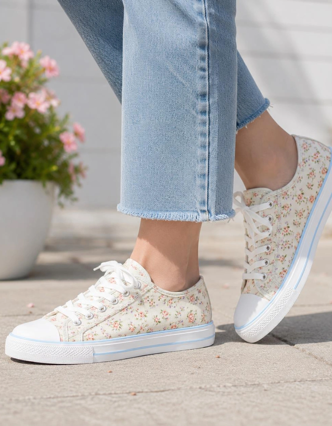 DEK EMILY Womens Casual Shoes Light Grey Floral