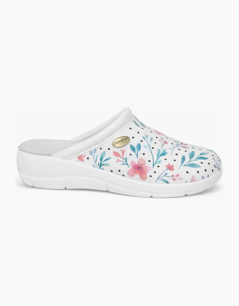 DEK L707G Ladies Clogs White Floral