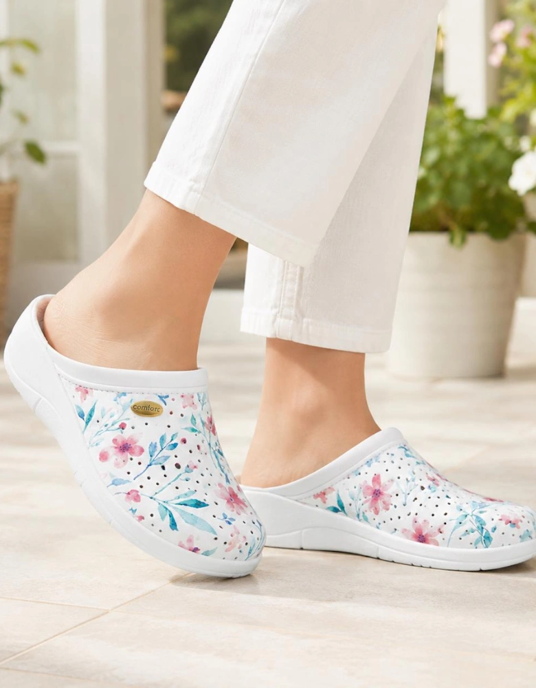 DEK L707G Ladies Clogs White Floral