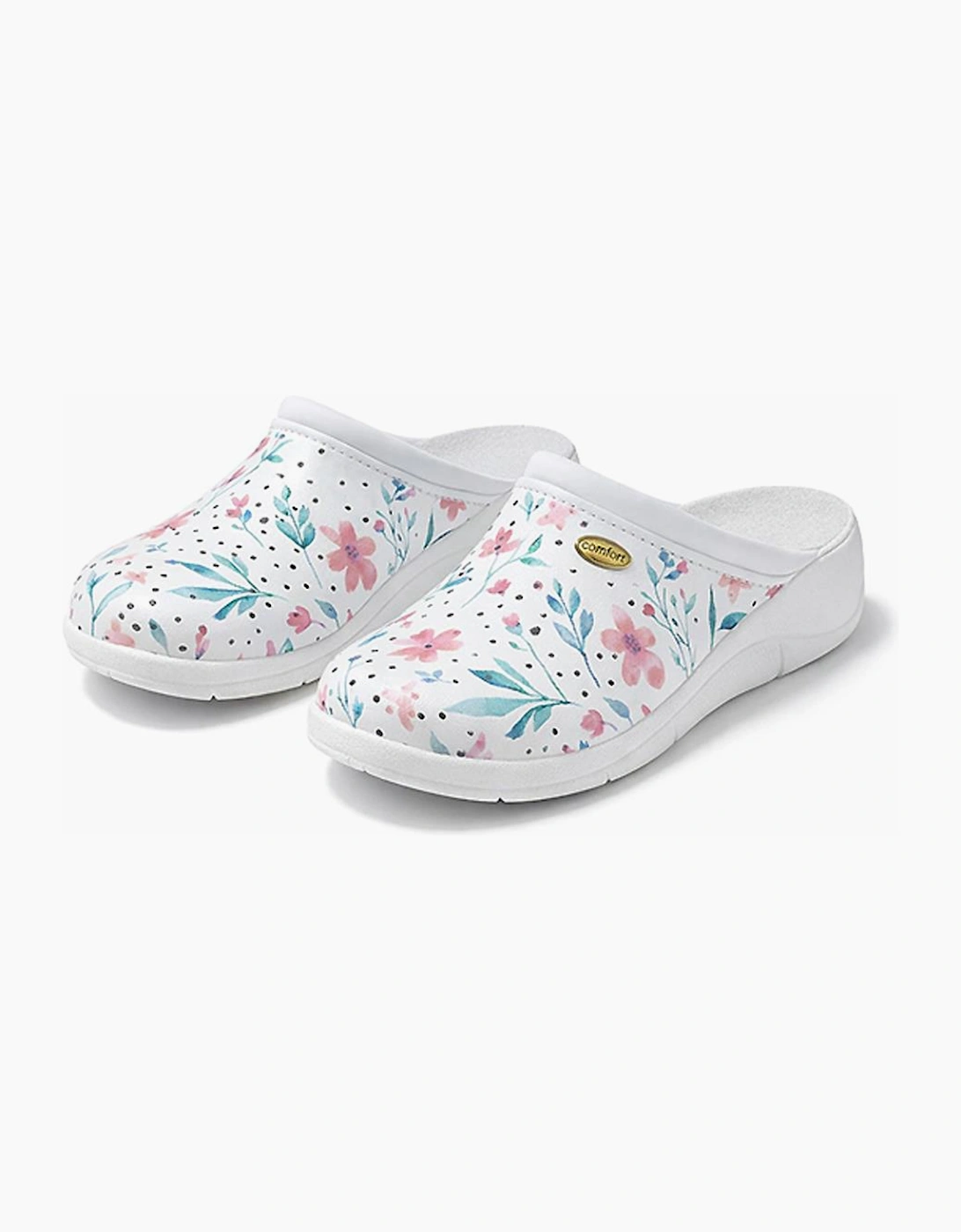 DEK L707G Ladies Clogs White Floral