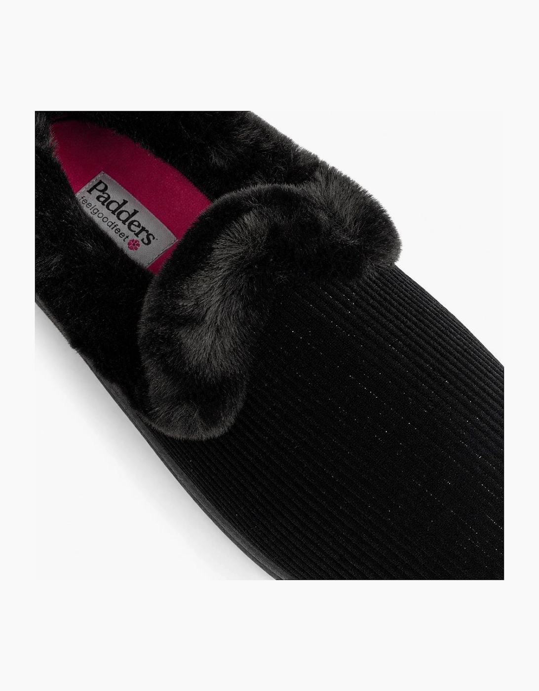 Padders REPOSE Womens (2E Fit) Full Slippers Black