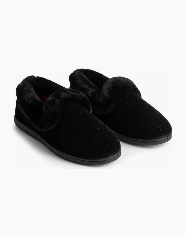 Padders REPOSE Womens (2E Fit) Full Slippers Black