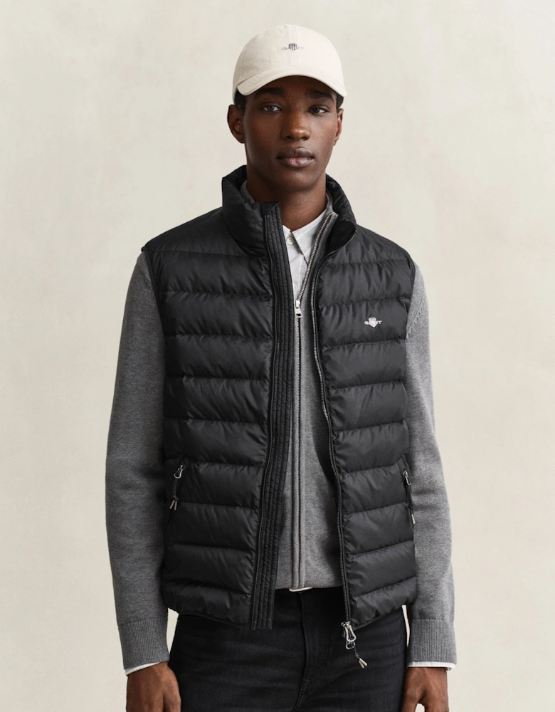 GANT Mens Light Down Shield Logo Gilet - 5 Black
