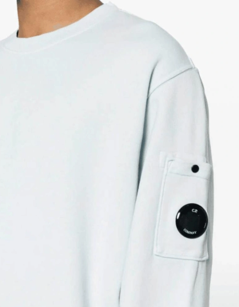 Cotton Lens Logo Crew Neck Starlight Blue Sweatshirt