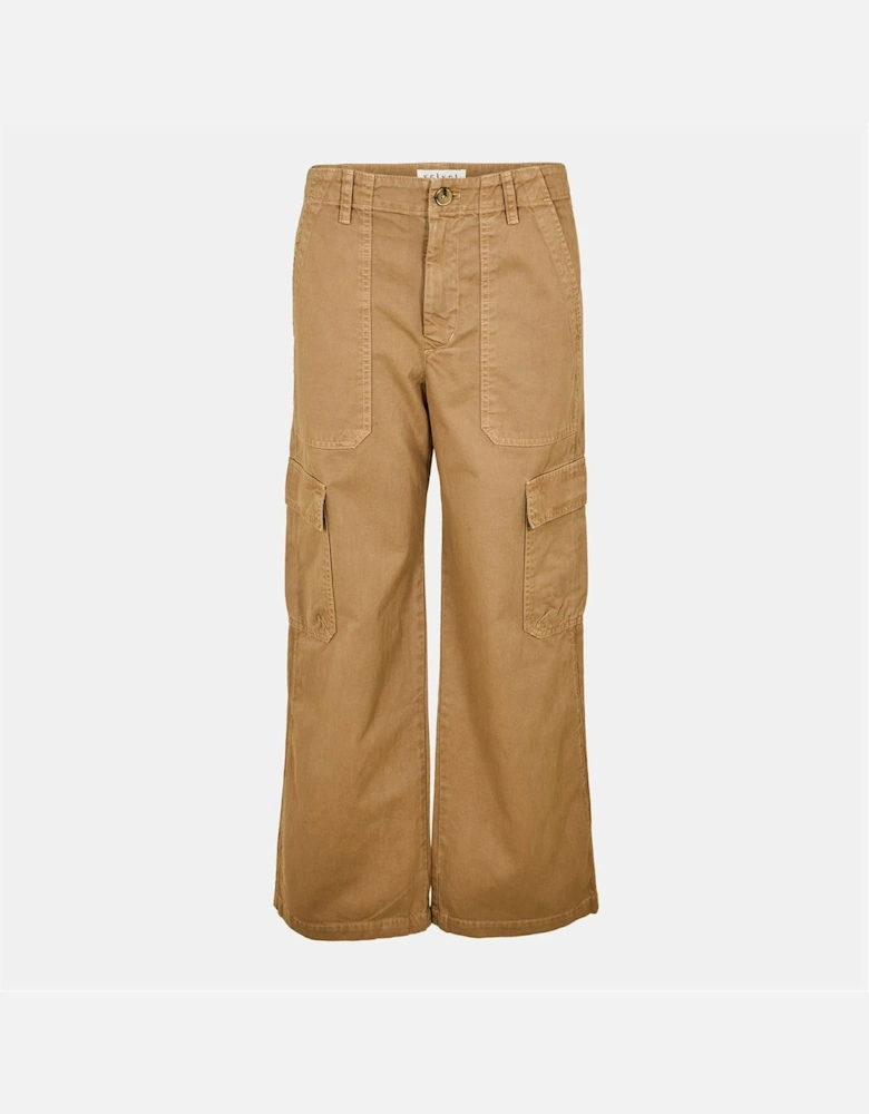 Solid Wide Leg Cargo Trousers