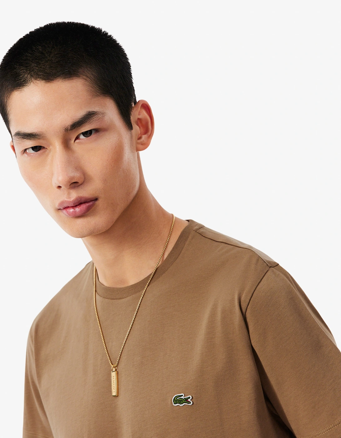 Lacoste Mens Crew Neck Pima Cotton Jersey T-Shirt - Cookie SIX