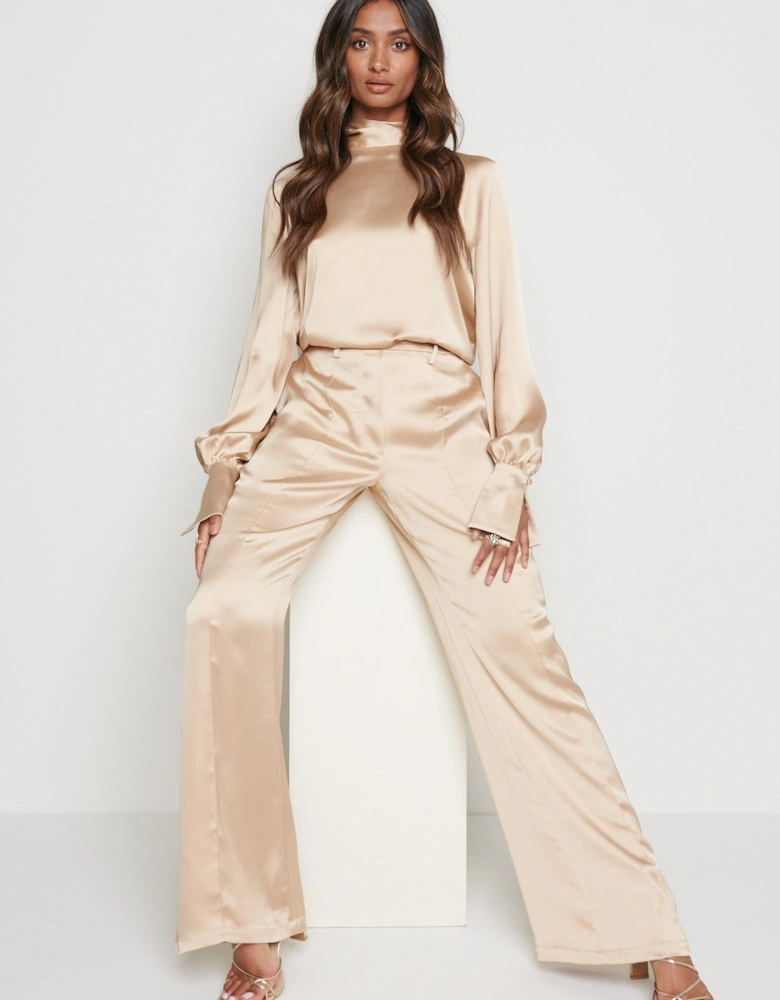 Hailee Satin Trousers - Champagne Gold