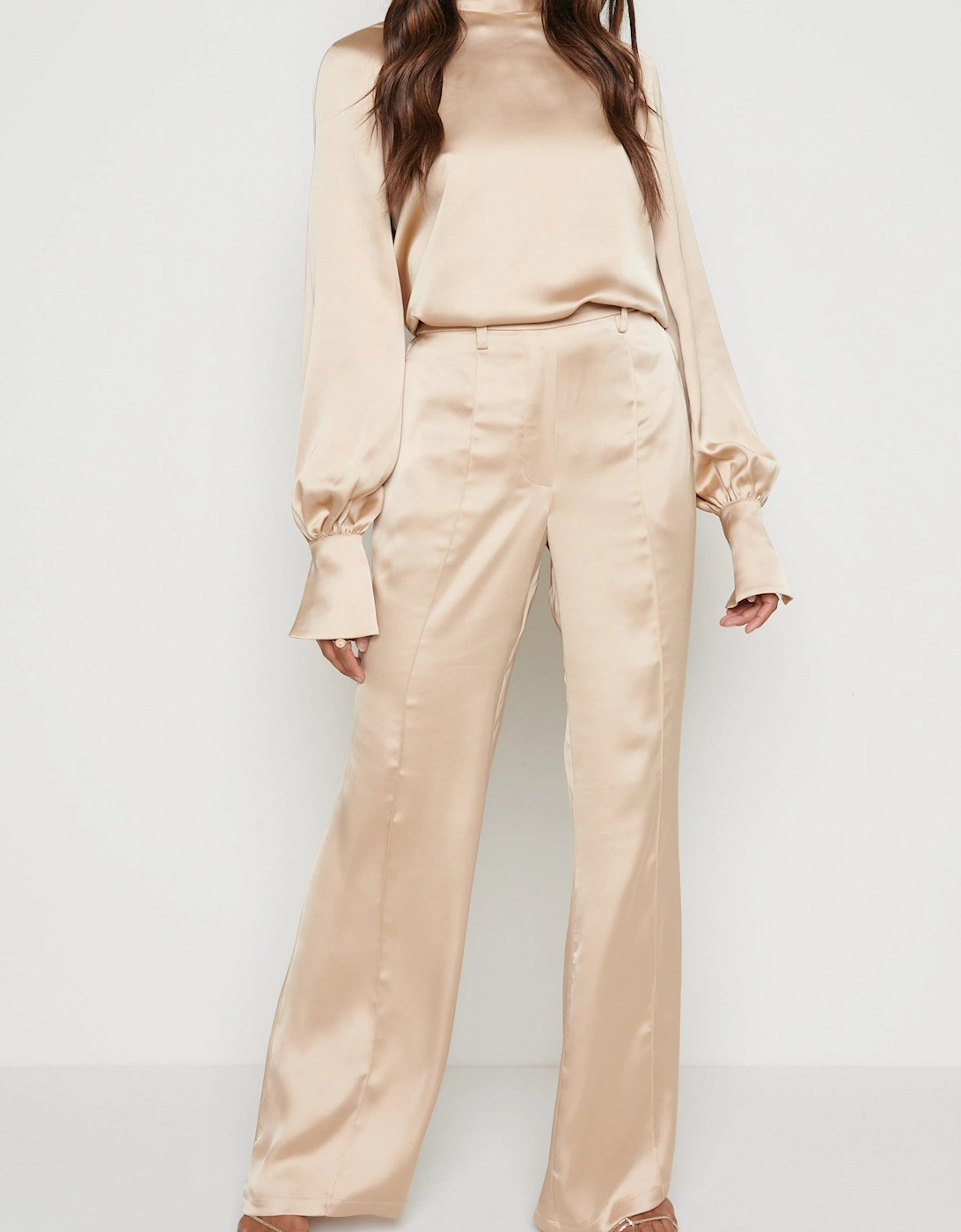 Hailee Satin Trousers - Champagne Gold