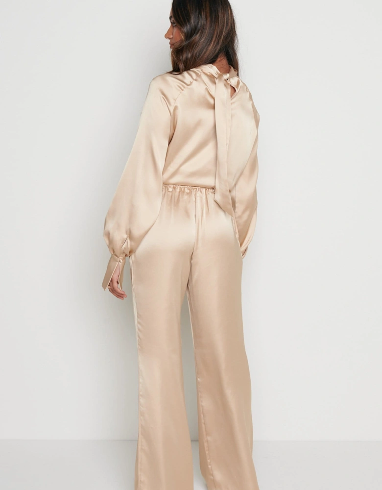 Hailee Satin Trousers - Champagne Gold