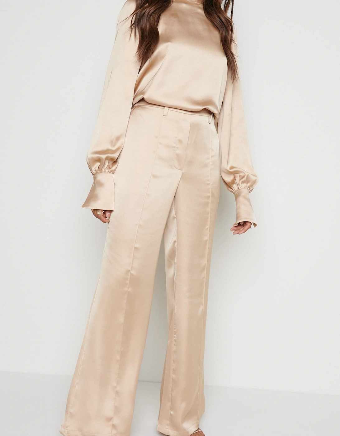Hailee Satin Trousers - Champagne Gold