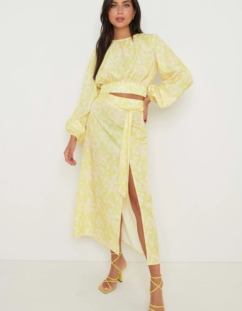 Hadley Balloon Sleeve Blouse - Chartreuse Floral