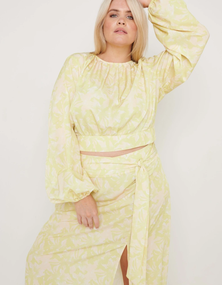 Hadley Balloon Sleeve Blouse - Chartreuse Floral