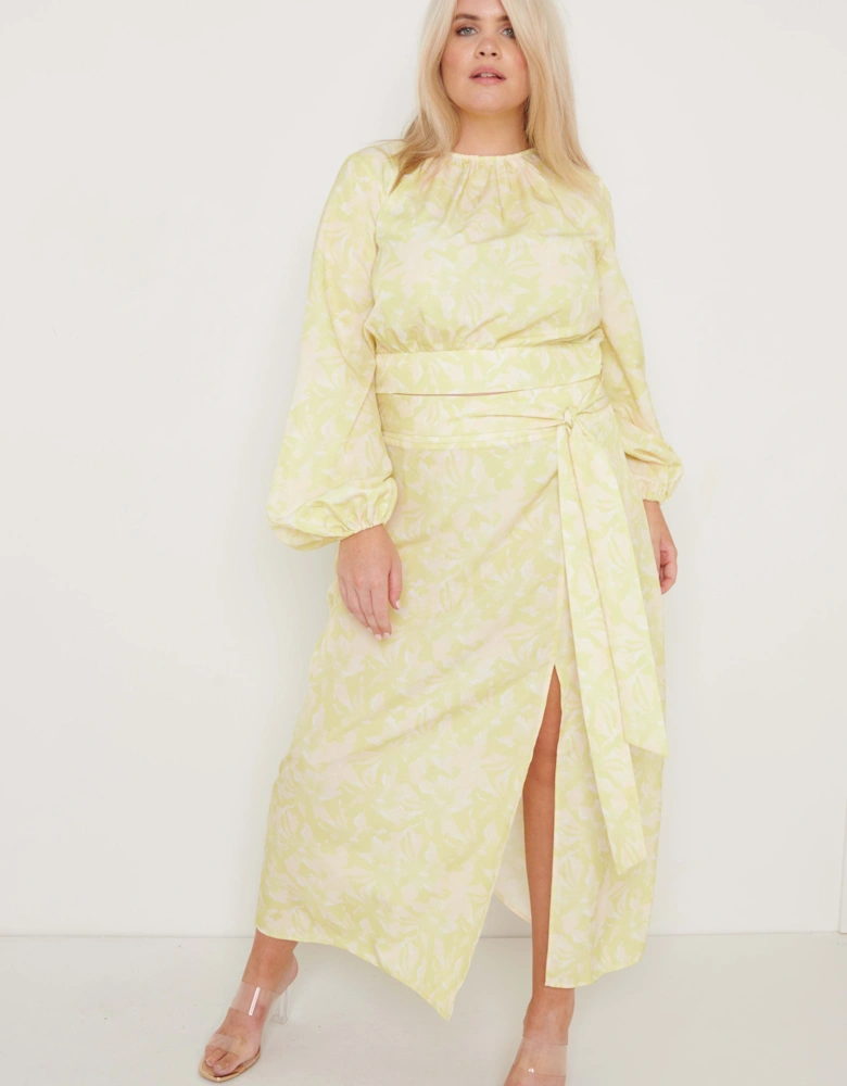 Hadley Balloon Sleeve Blouse - Chartreuse Floral