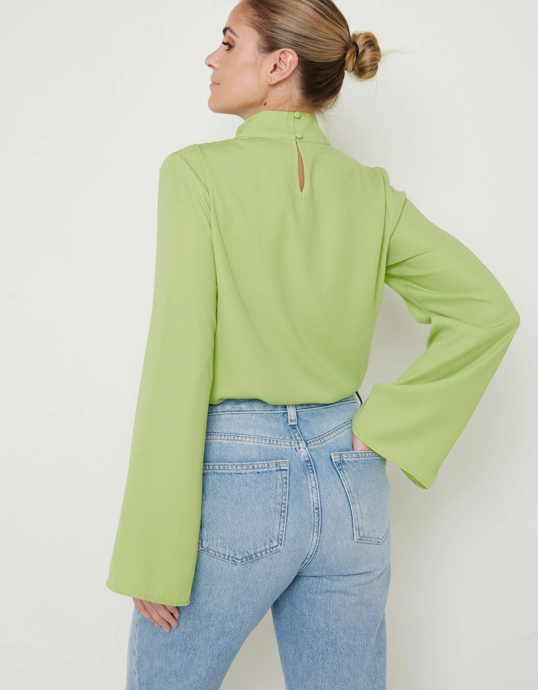 Athene Cut Out Blouse - Apple Green