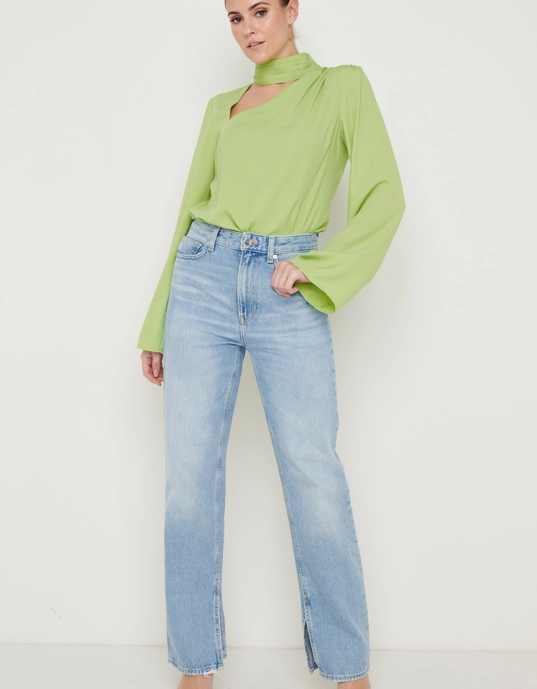 Athene Cut Out Blouse - Apple Green