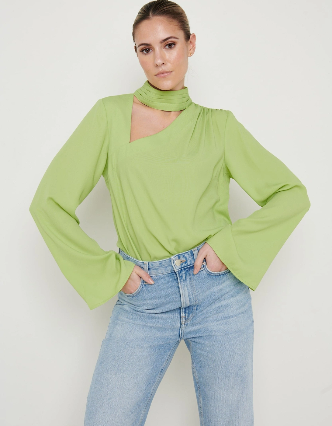 Athene Cut Out Blouse - Apple Green