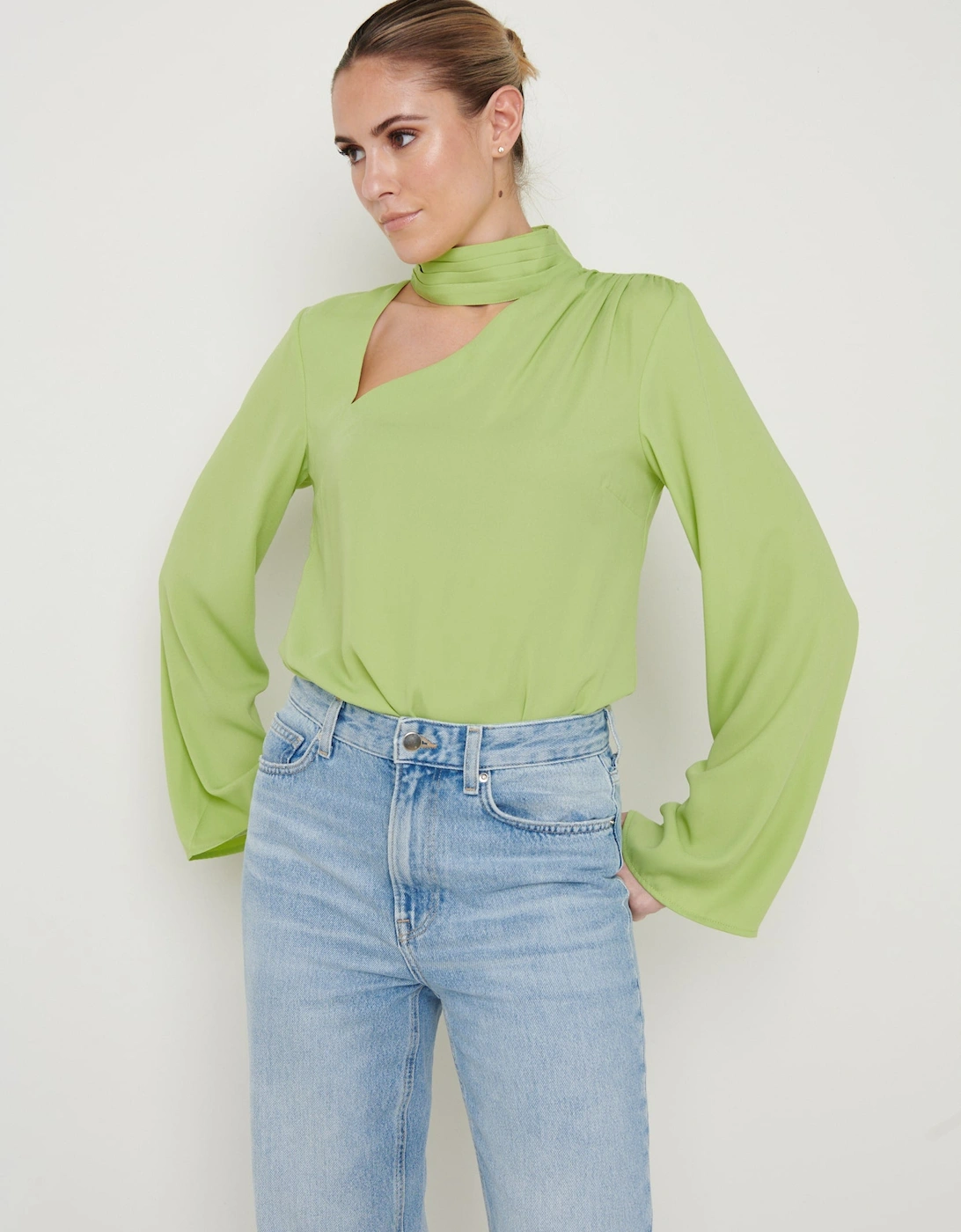 Athene Cut Out Blouse - Apple Green