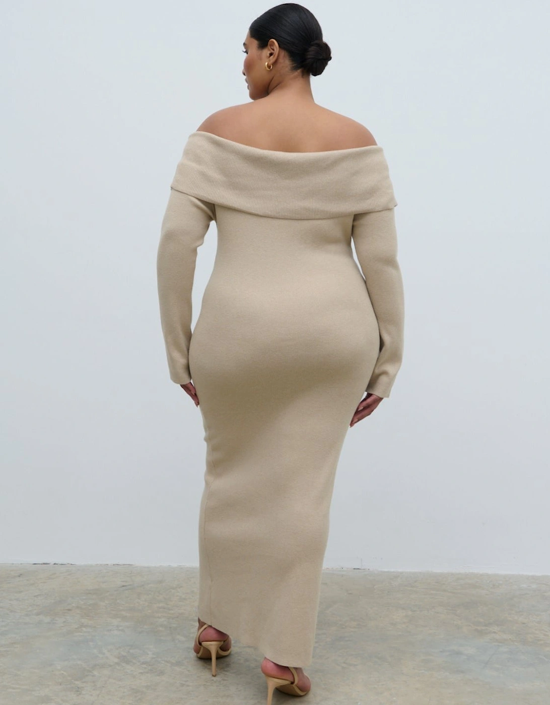Soreya Bardot Knit Dress - Beige