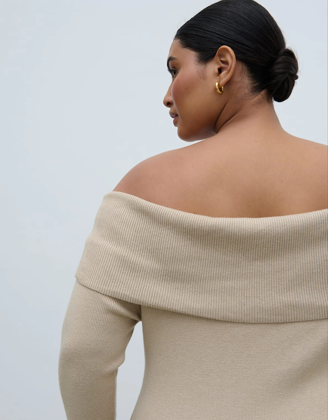 Soreya Bardot Knit Dress - Beige