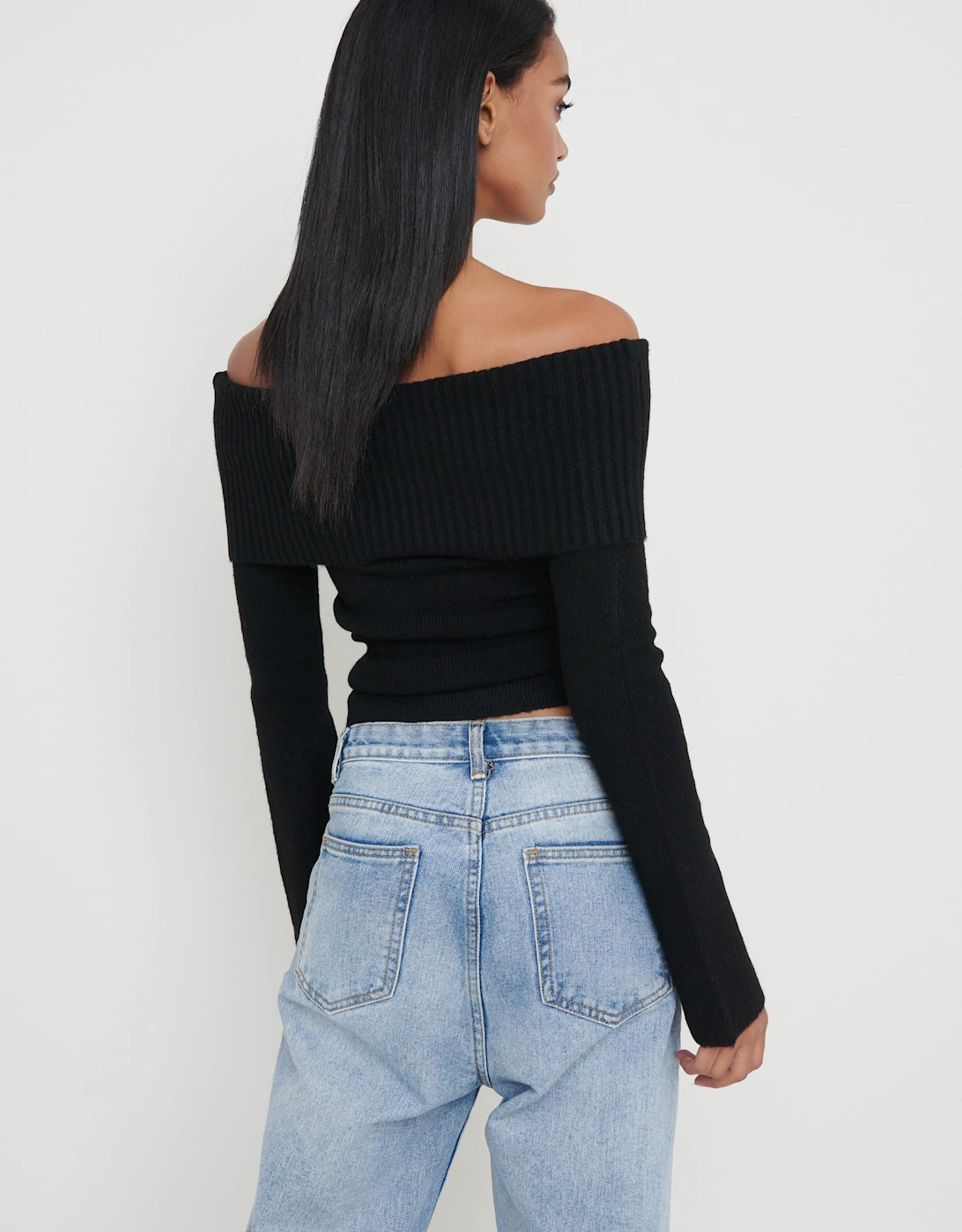 Soreya Bardot Soft Knit Top - Black