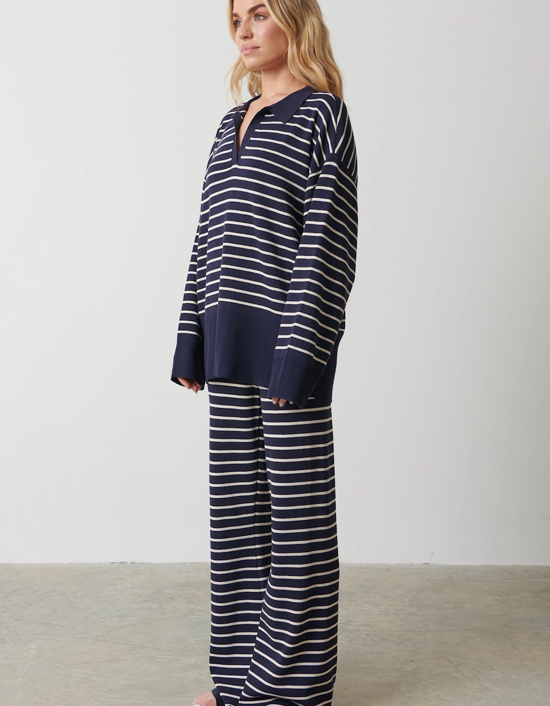 Hayden Striped Jumper - Navy and Cream