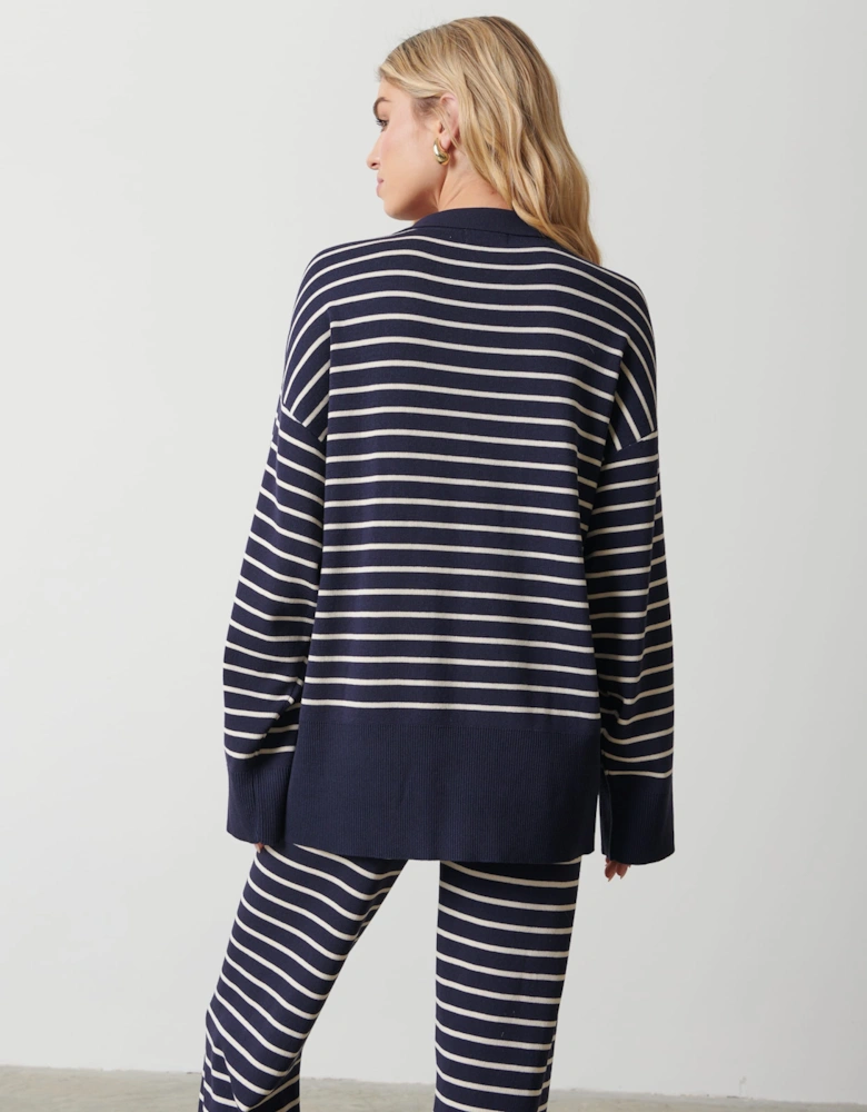Hayden Striped Jumper - Navy and Cream