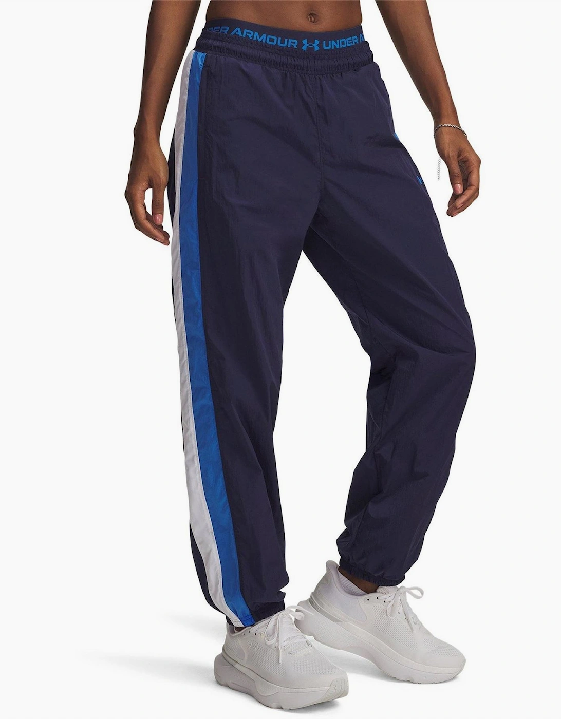Under Armour Women's Blue Icon Crinkle Tracksuit Bottoms - Size 14/30In