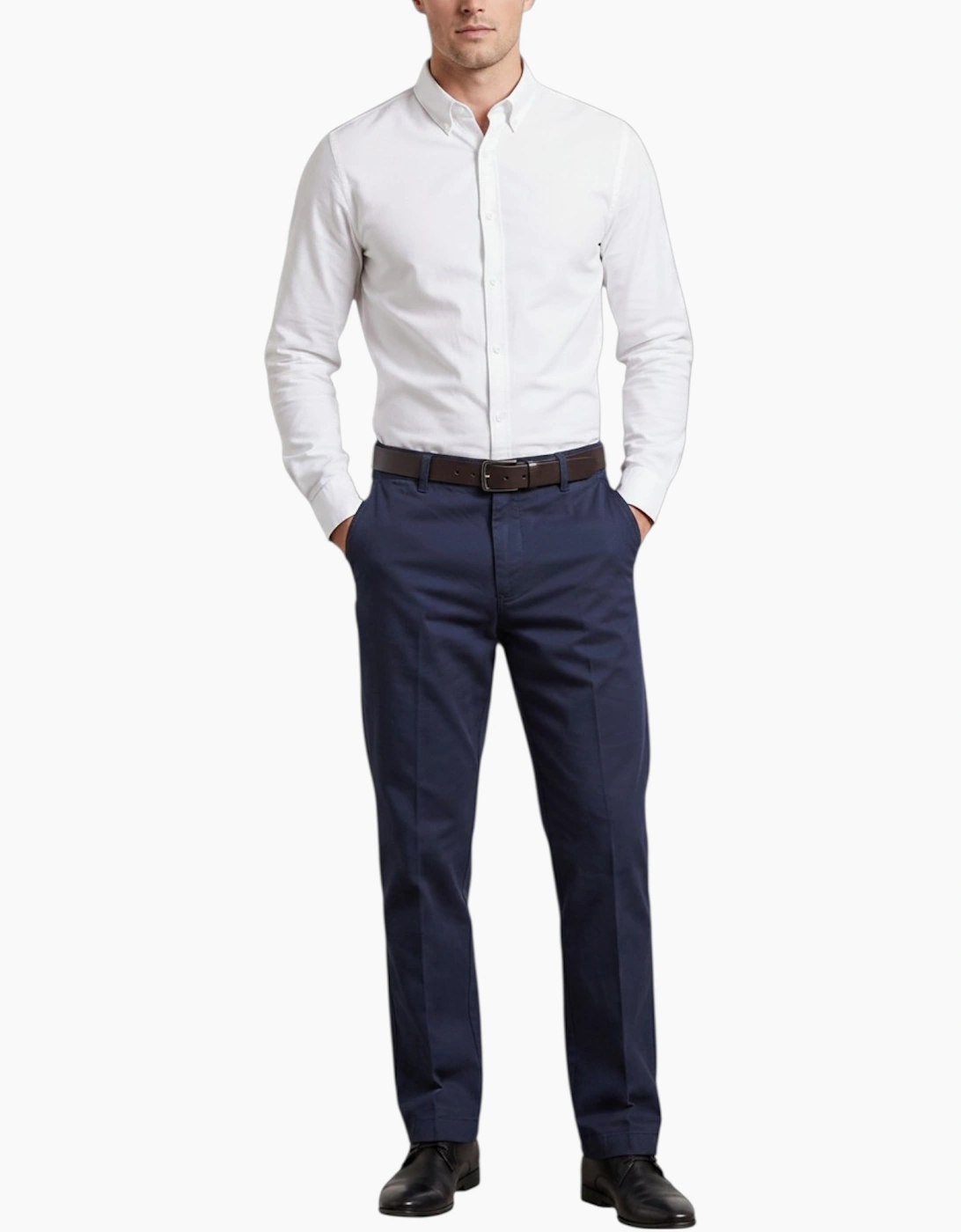 FARAH CLASSIC Mens Trousers Flat Straight Navy Cotton