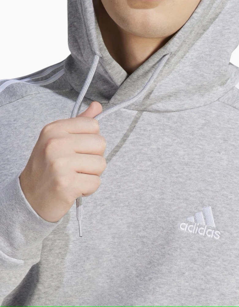 Adidas Mens Essentials Fleece 3 Stripes Hoodie Regular Fit Long Sleeve OTH Hood