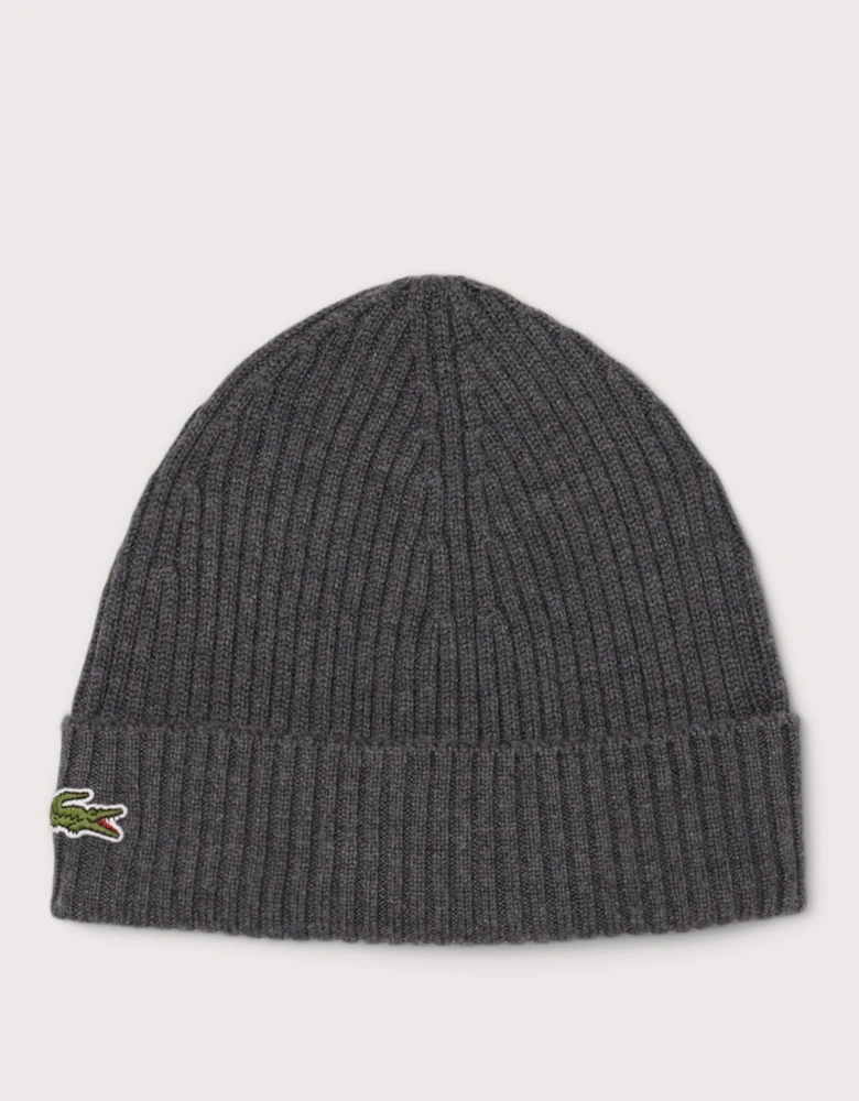 Rib Knit Brushed Wool Beanie