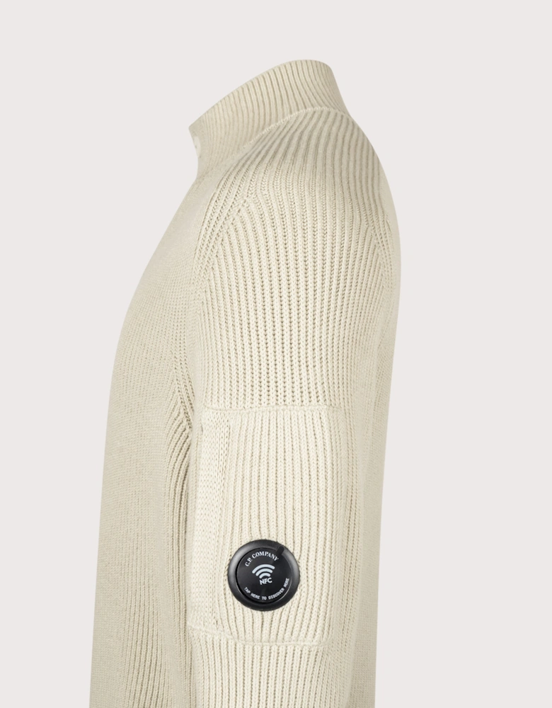 Full Rib Cotton Half Button Lens Jumper
