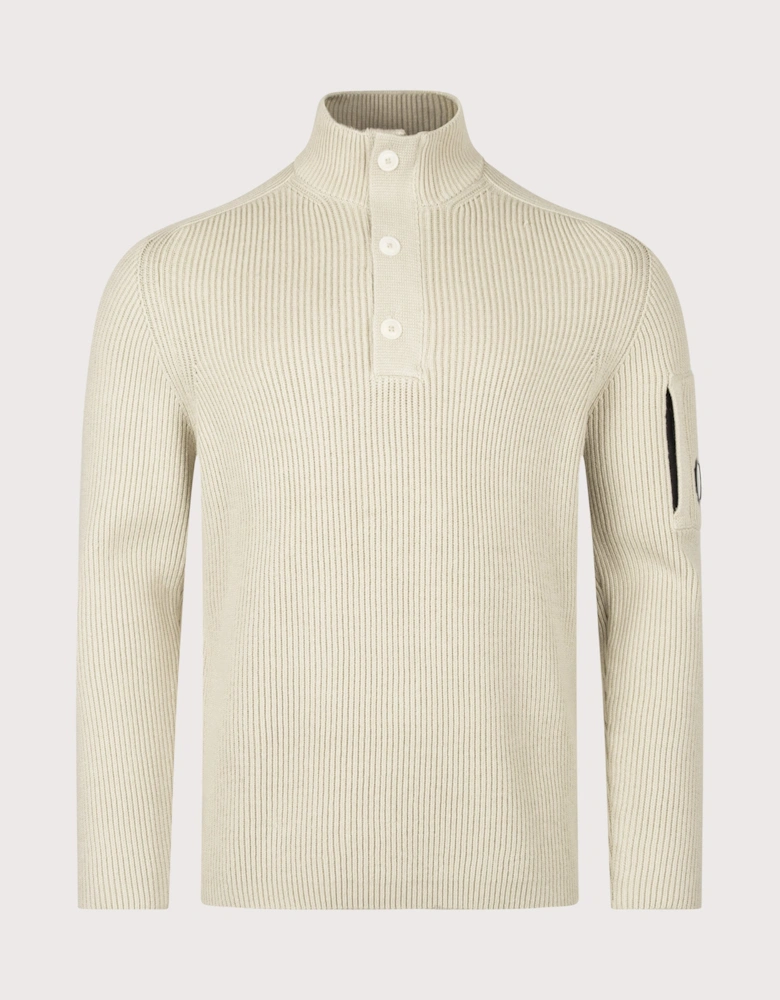Full Rib Cotton Half Button Lens Jumper