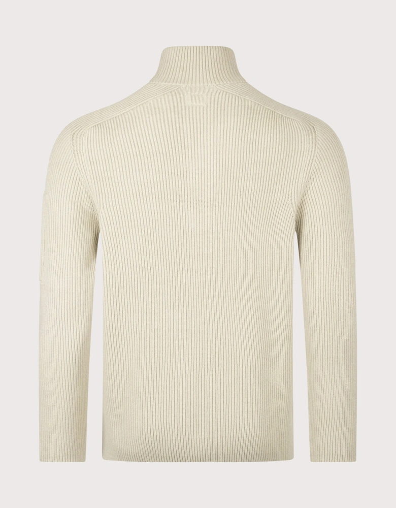 Full Rib Cotton Half Button Lens Jumper