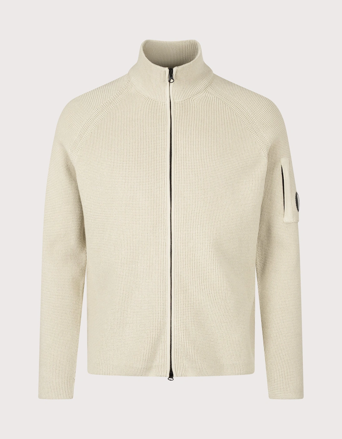 Waffle Knit Zip Through Lens Cardigan