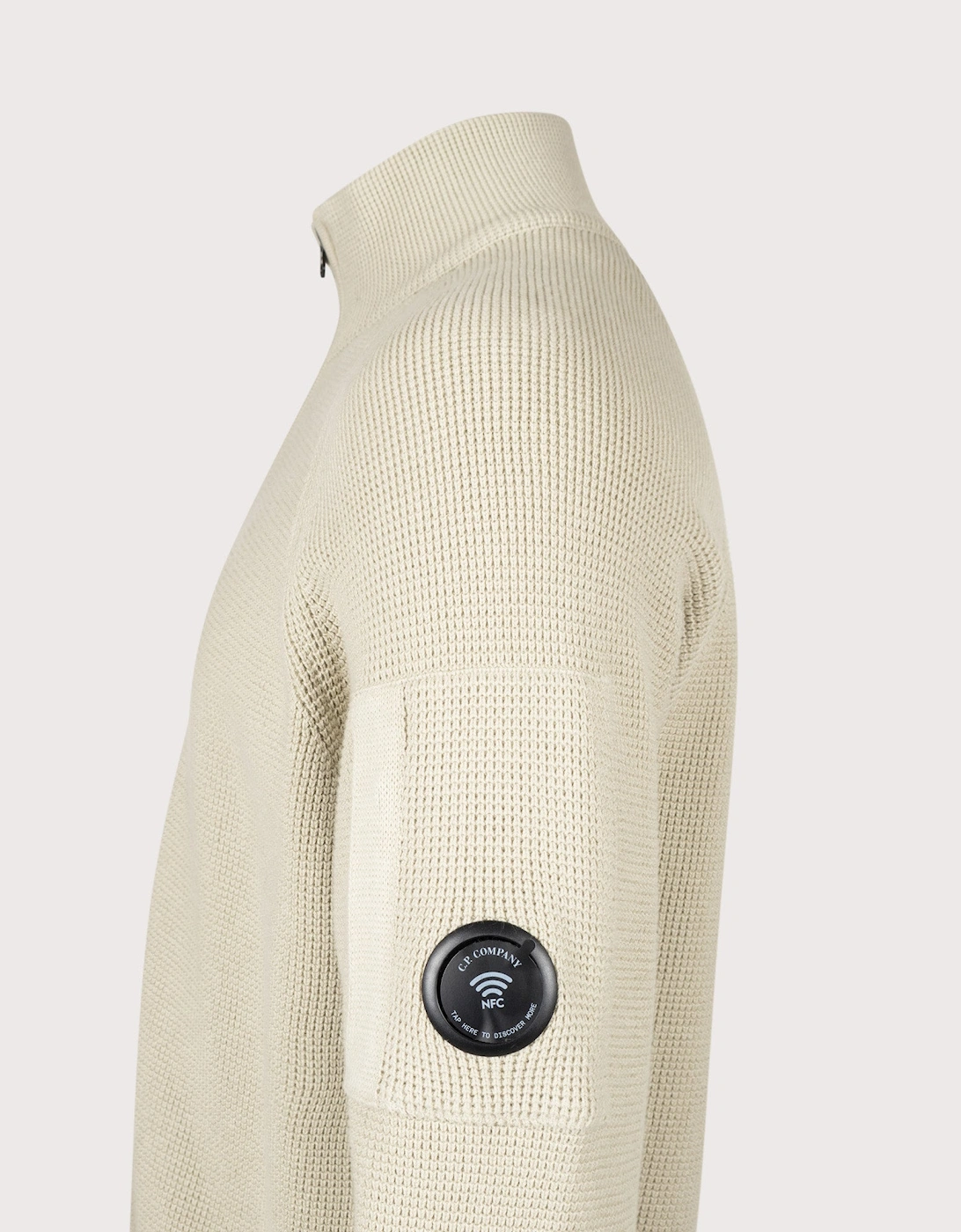 Waffle Knit Zip Through Lens Cardigan