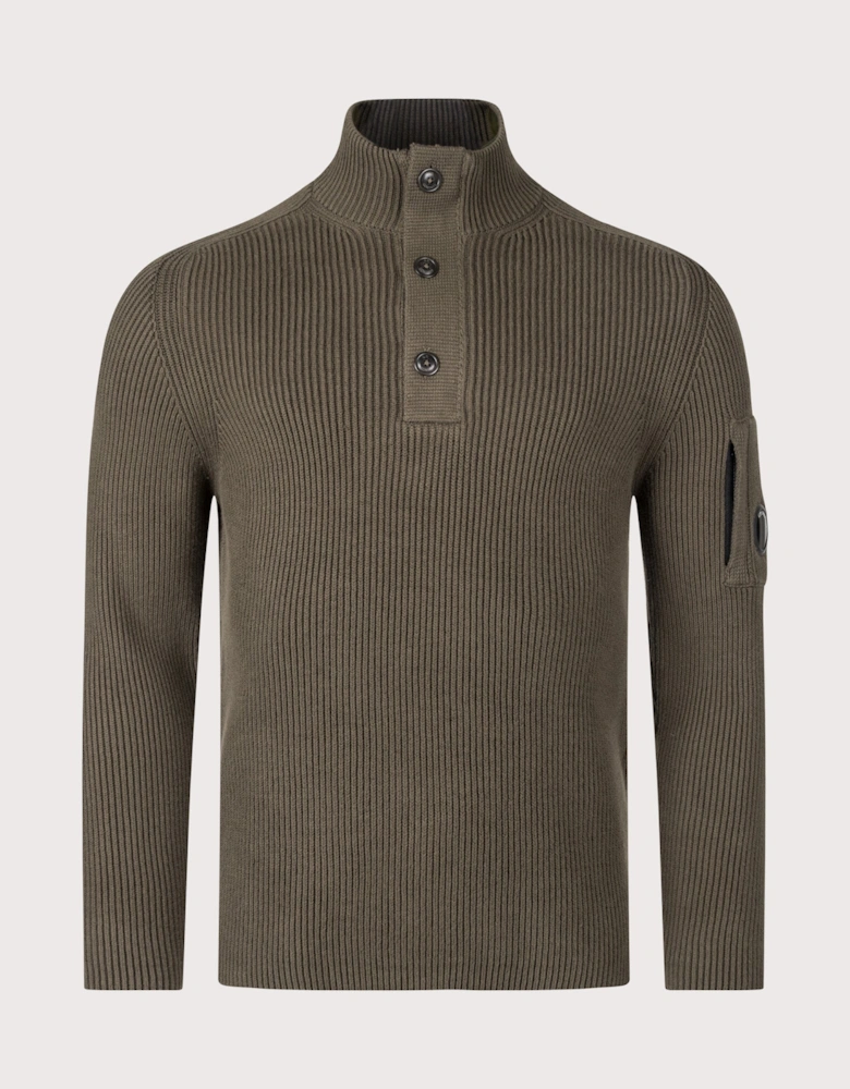 Full Rib Cotton Half Button Lens Jumper